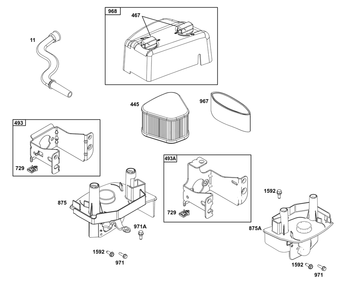 Air Cleaner Group Diagram and Parts List for 115P02-0007-H5 100000 - 19Z999 Briggs and Stratton Engine